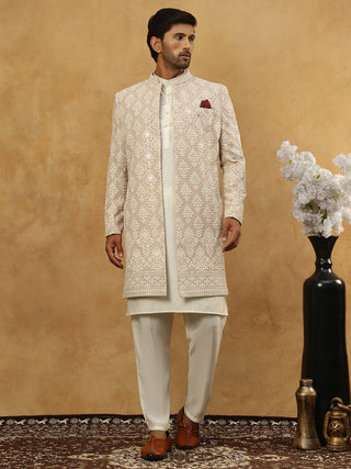 Cotton Blend Embroidered Indo-Western Set