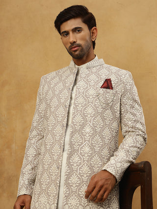 Cotton Blend Embroidered Indo-Western Set
