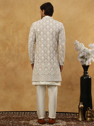 Cotton Blend Embroidered Indo-Western Set