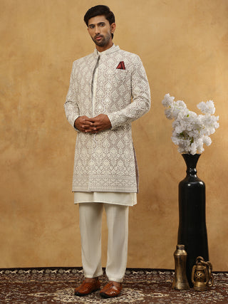 Cotton Blend Embroidered Indo-Western Set