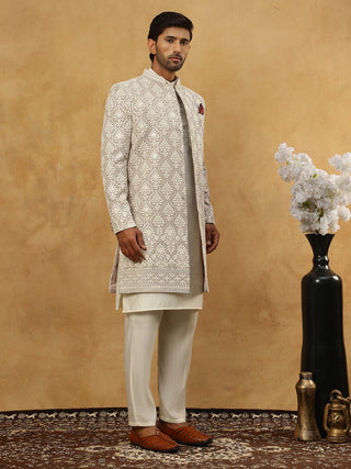 Cotton Blend Embroidered Indo-Western Set