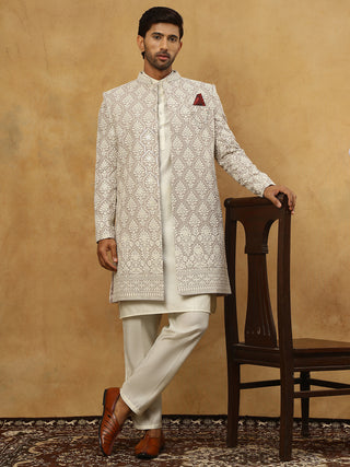 Cotton Blend Embroidered Indo-Western Set