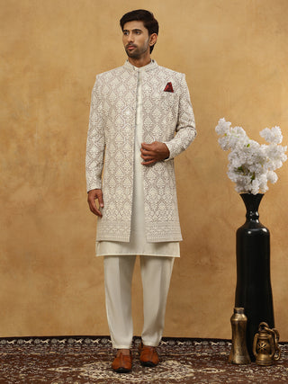 Cotton Blend Embroidered Indo-Western Set