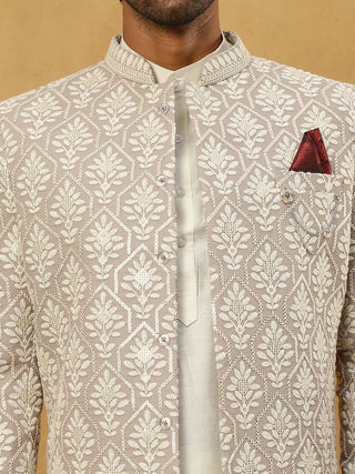 Cotton Blend Embroidered Indo-Western Set