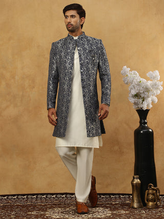 Men’s Woven Silk Jacquard Indo-Western Set