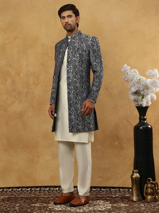 Men’s Woven Silk Jacquard Indo-Western Set