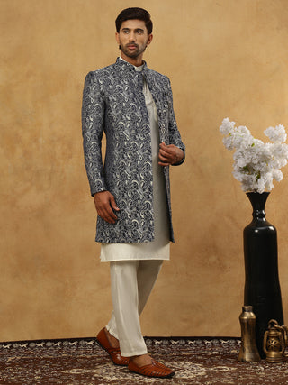 Men’s Woven Silk Jacquard Indo-Western Set