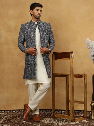 Men’s Woven Silk Jacquard Indo-Western Set