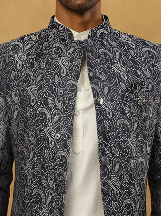 Men’s Woven Silk Jacquard Indo-Western Set