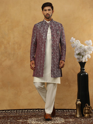 Men’s Woven Silk Jacquard Indo-Western Set