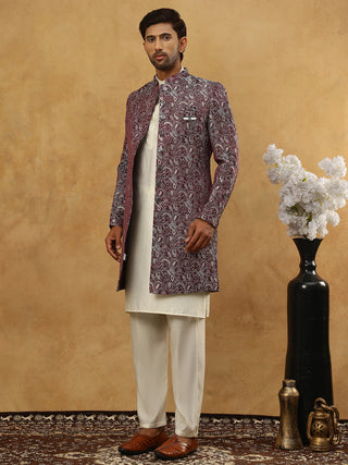 Men’s Woven Silk Jacquard Indo-Western Set