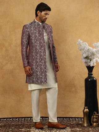 Men’s Woven Silk Jacquard Indo-Western Set