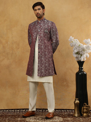 Men’s Woven Silk Jacquard Indo-Western Set