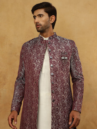 Men’s Woven Silk Jacquard Indo-Western Set