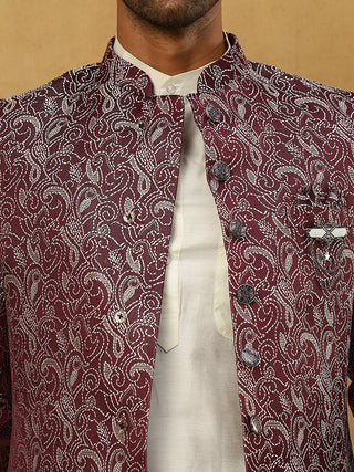 Men’s Woven Silk Jacquard Indo-Western Set