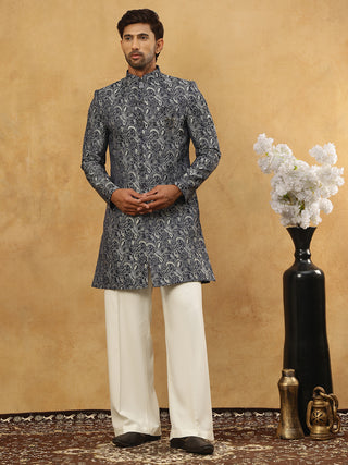 Men’s Woven Silk Jacquard Indo-Western Set