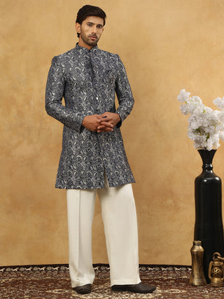 Men’s Woven Silk Jacquard Indo-Western Set