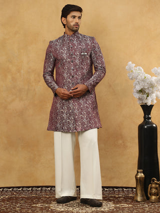 Men’s Woven Silk Jacquard Indo-Western Set
