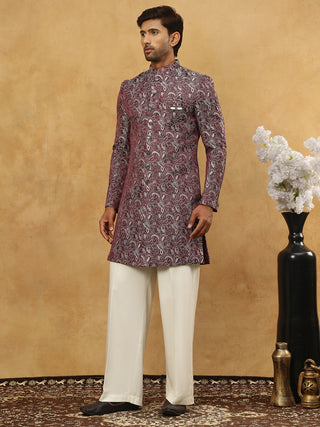 Men’s Woven Silk Jacquard Indo-Western Set