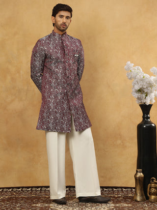 Men’s Woven Silk Jacquard Indo-Western Set