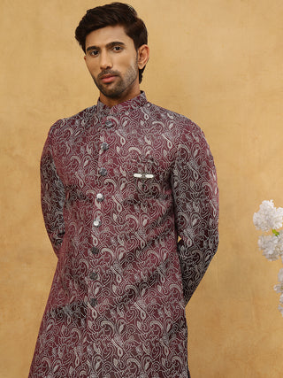 Men’s Woven Silk Jacquard Indo-Western Set