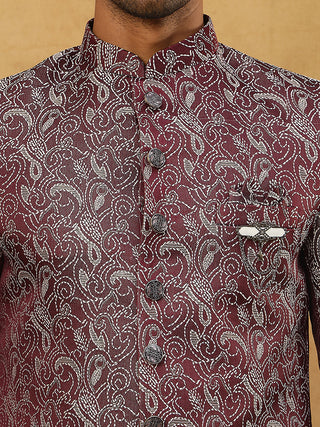 Men’s Woven Silk Jacquard Indo-Western Set