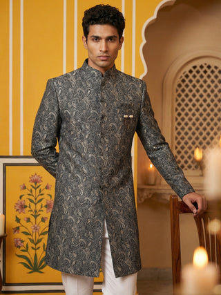 Men’s Woven Silk Jacquard Indo-Western Set