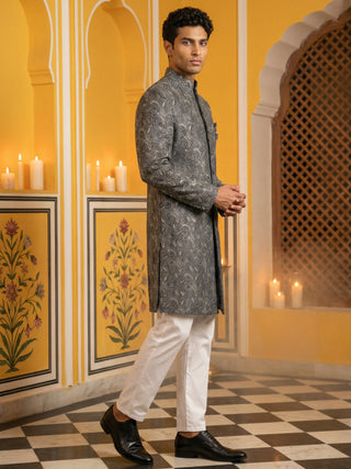 Men’s Woven Silk Jacquard Indo-Western Set