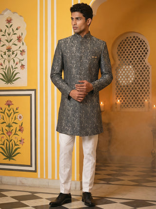 Men’s Woven Silk Jacquard Indo-Western Set