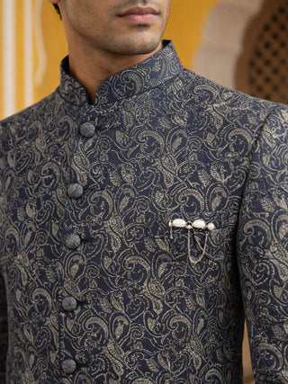 Men’s Woven Silk Jacquard Indo-Western Set