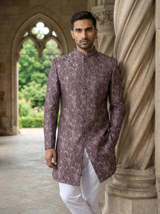 Men’s Woven Silk Jacquard Indo-Western Set