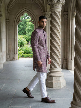 Men’s Woven Silk Jacquard Indo-Western Set