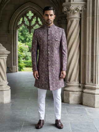 Men’s Woven Silk Jacquard Indo-Western Set