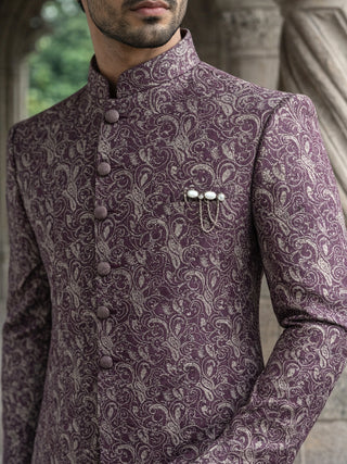 Men’s Woven Silk Jacquard Indo-Western Set
