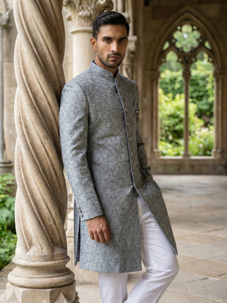 Paisley Jacquard Silk Indo-Western Set