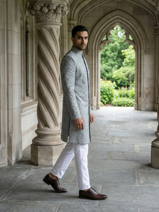 Paisley Jacquard Silk Indo-Western Set