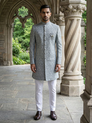 Paisley Jacquard Silk Indo-Western Set