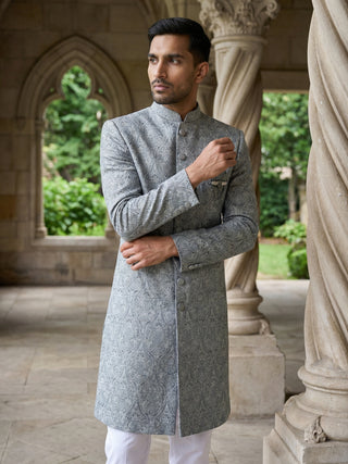 Paisley Jacquard Silk Indo-Western Set