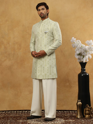 Jacquard Silk Embroidered Indo-Western Set