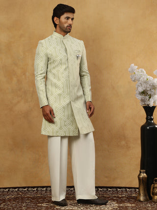 Jacquard Silk Embroidered Indo-Western Set