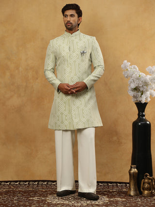 Jacquard Silk Embroidered Indo-Western Set