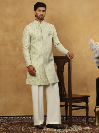 Jacquard Silk Embroidered Indo-Western Set