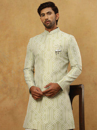 Jacquard Silk Embroidered Indo-Western Set