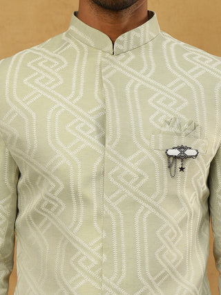Jacquard Silk Embroidered Indo-Western Set