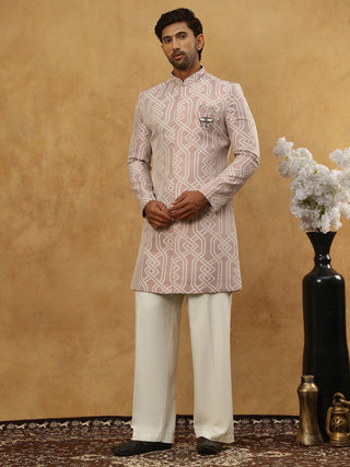 Jacquard Silk Embroidered Indo-Western Set