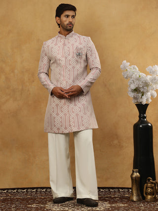 Jacquard Silk Embroidered Indo-Western Set