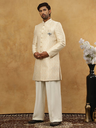 Jacquard Silk Embroidered Indo-Western Set