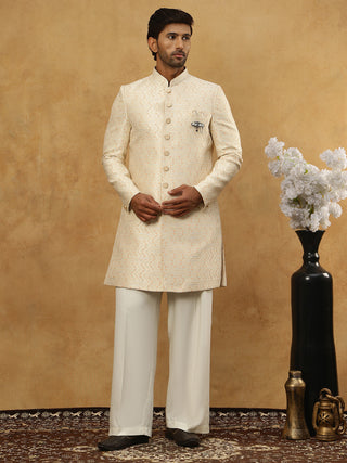 Jacquard Silk Embroidered Indo-Western Set