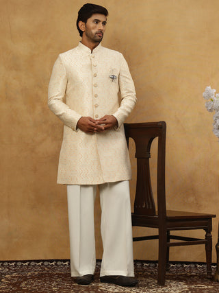 Jacquard Silk Embroidered Indo-Western Set