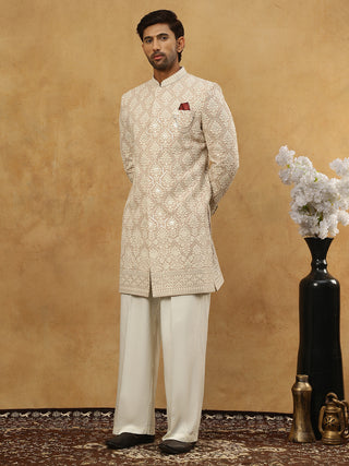Cotton Blend Embroidered Indo-Western Set